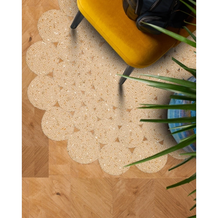 PATNA PTN 07 NATURAL Jüt Hasır Görünümlü Hav Toz Vermez Örgü Halı