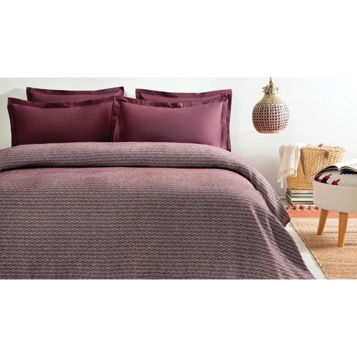 YATAŞ PUFFY MARE ÇİFT KİŞİLİK PİKE TAKIMI BORDO