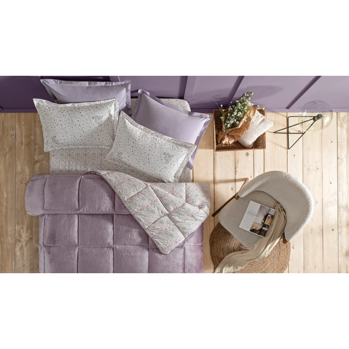 YATAŞ PUFFY ALYSON THREEFY KÜL MORU UYKU SETİ ÇiFT KİŞİLİK