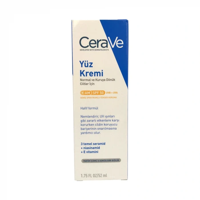 Cerave Normal ve Kuruya Dönük Ciltler İçin Yüz Nemlendirici Krem SPF50 52 ml