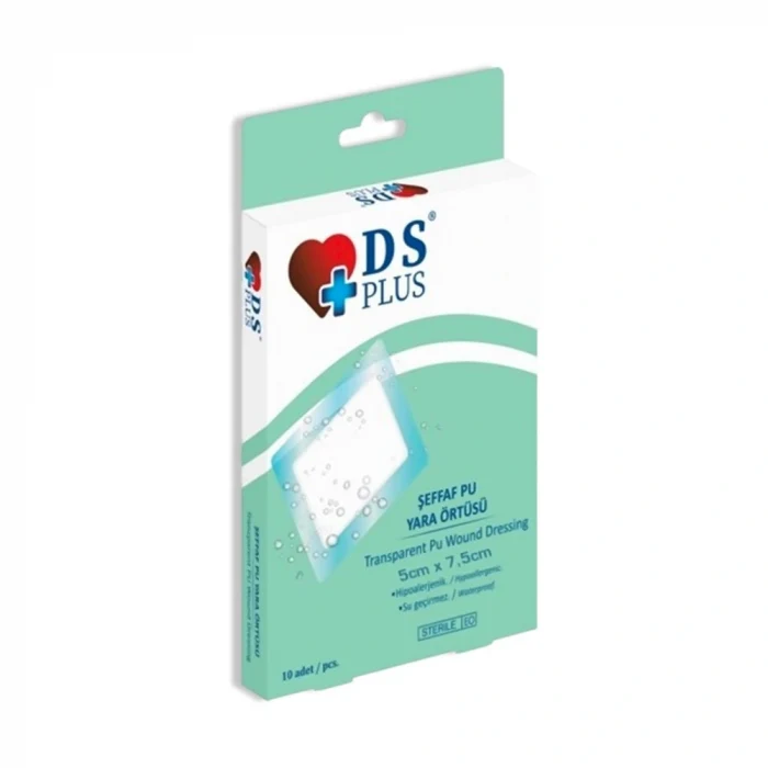 DS Plus Şeffaf Su Geçirmez Pu Yara Örtüsü 5x7,5 cm 10lu