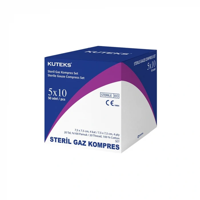 Kuteks Steril Gaz Kompres 7.5 x 7.5 cm (10x5) 50li