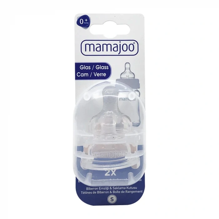 Mamajoo Cam Biberon Emziği Antikolik 0+Ay 2li  Saklama Kutulu Small No: 1