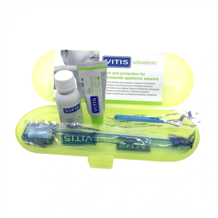 Vitis Ağız Bakım Kiti - Ortho Gargara 30 ml + Macun 15 ml + Diş Fırçası + Diş Arası Fırçası