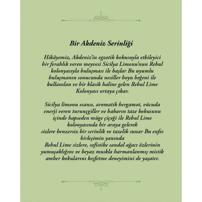 Rebul Lime EDC Kolonya 250 ml Cam Şişe