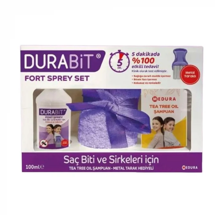 Durabit Fort Sprey Set - 200 ml Şampuan - 100 ml Sprey - Toka - Rozet - Metal Tarak Hediyeli