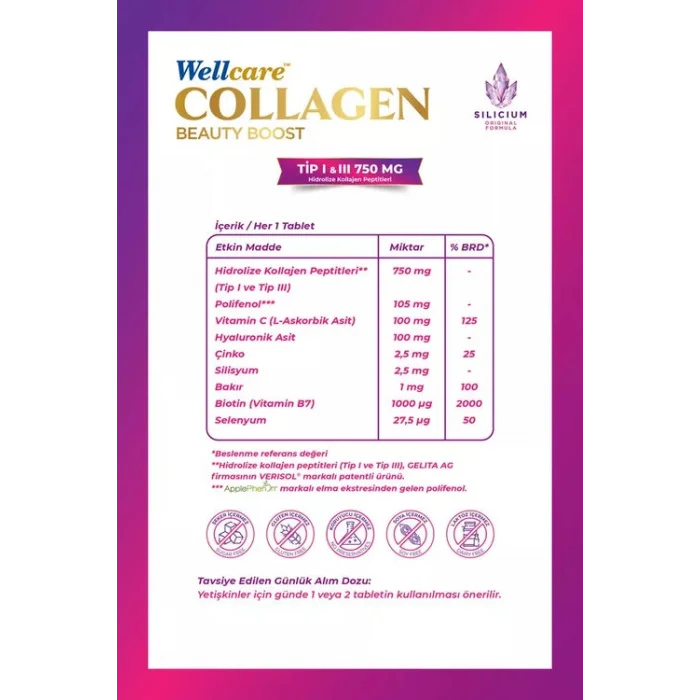 Wellcare Collagen Beauty Boost Takviye Edici Gıda 60 Tablet