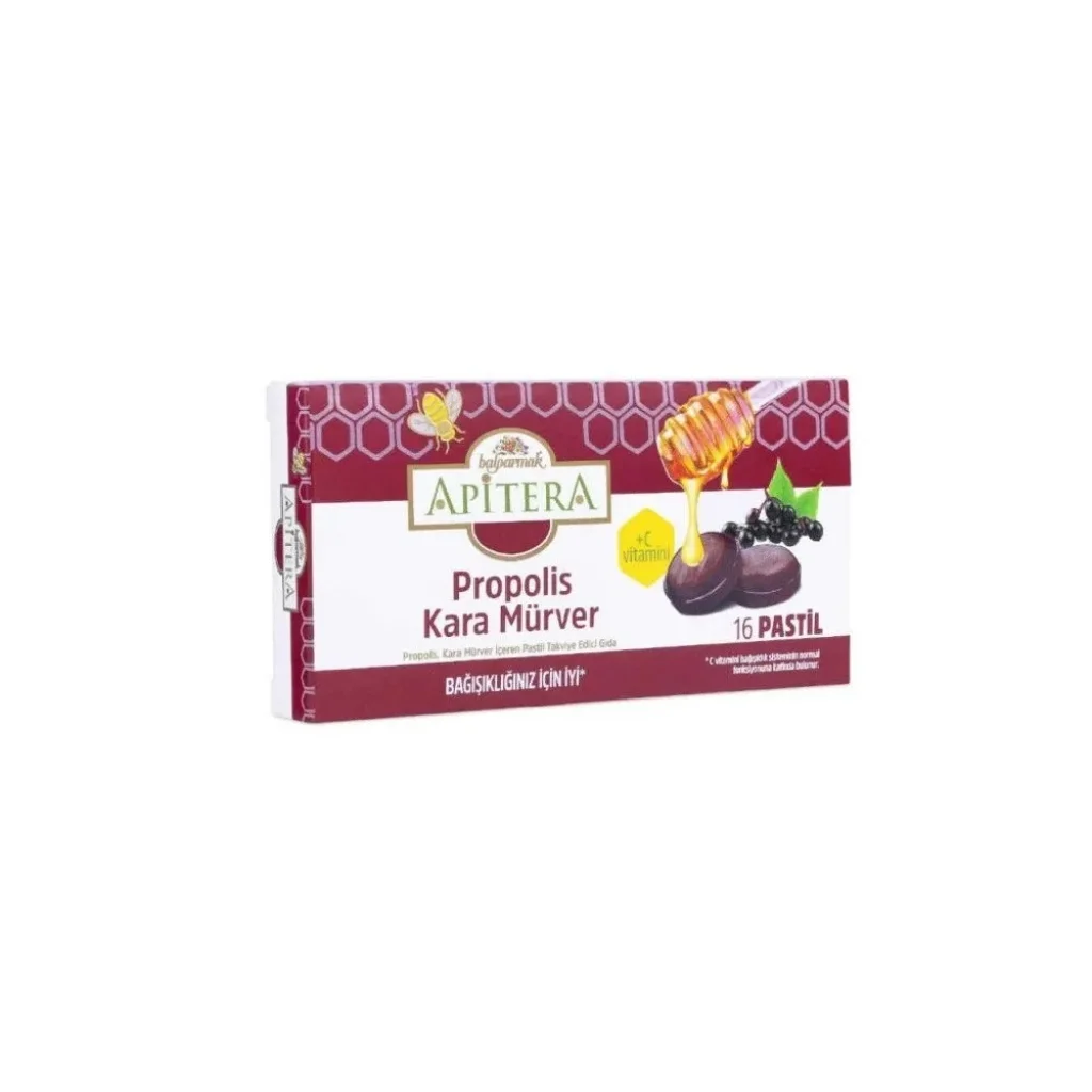 Apitera Doğal Bal Kara Mürver Zerdeçal C Vitamini Propolis Pastil