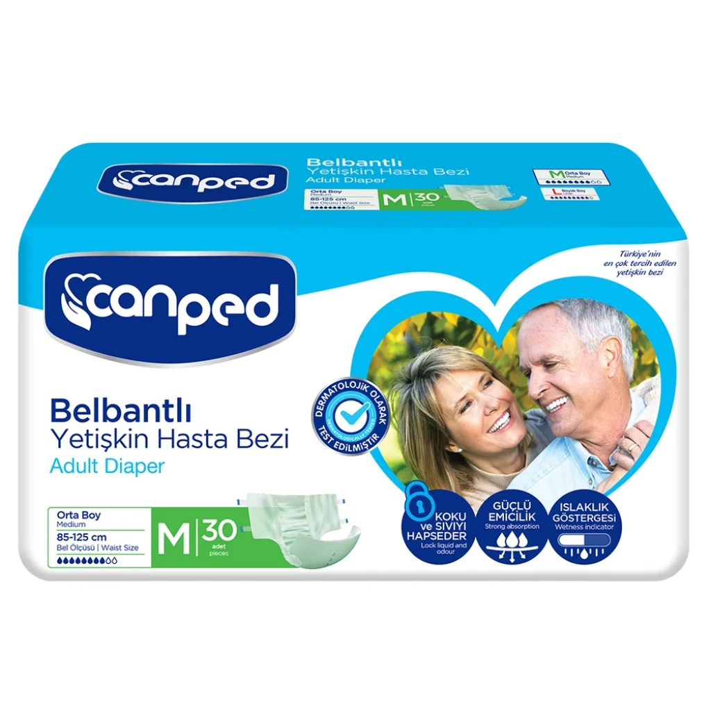 Canped Belbantlı Yetişkin Hasta Bezi 30 Adet (Orta Boy)