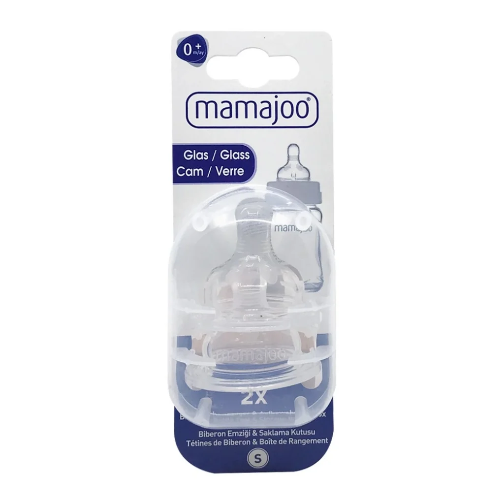 Mamajoo Cam Biberon Emziği Antikolik 0+Ay 2li  Saklama Kutulu Small No: 1