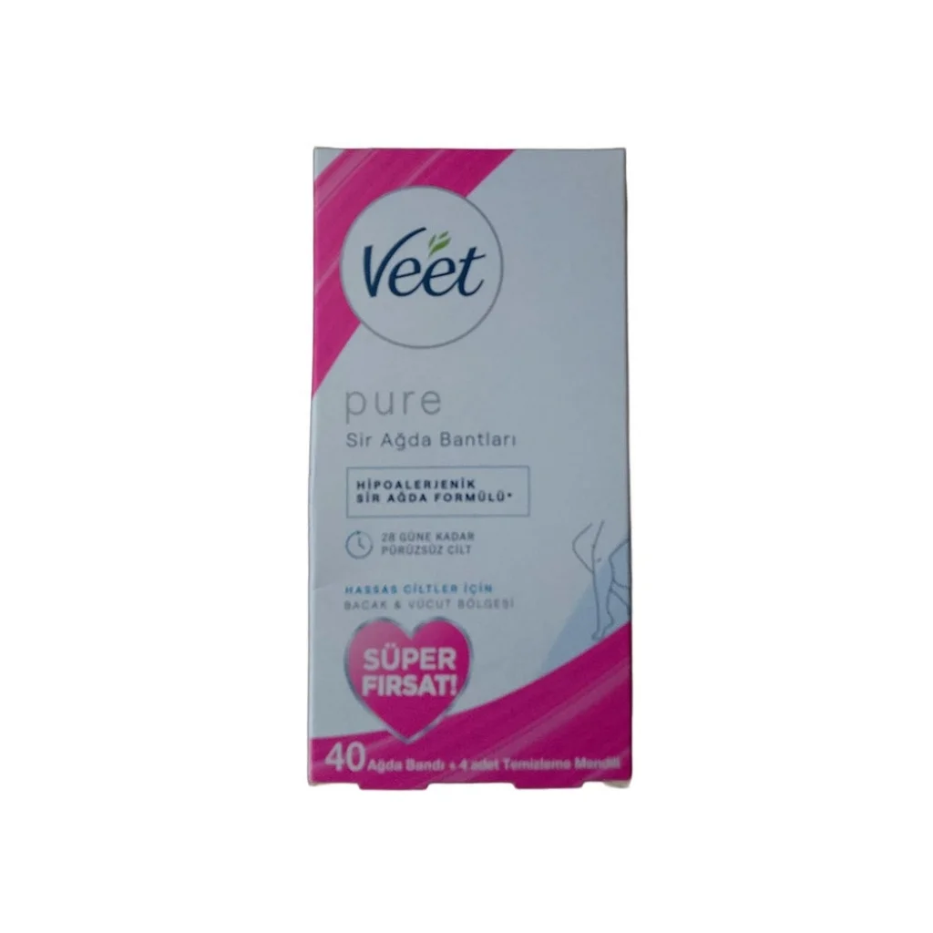 Veet Pure Bacak ve Vücut Bölgesi İçin Hipoalerjenik Sir Ağda Bandı 40lı