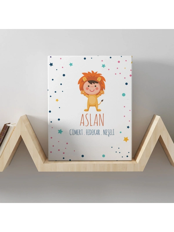Aslan Burcuna Özel Tasarım Kanvas  Tablo