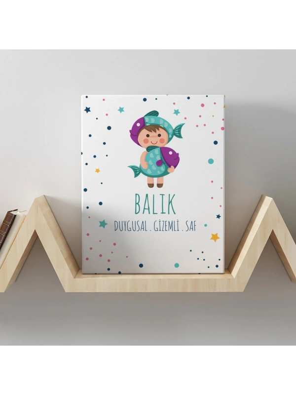 Balık Burcuna Özel Tasarım Kanvas  Tablo