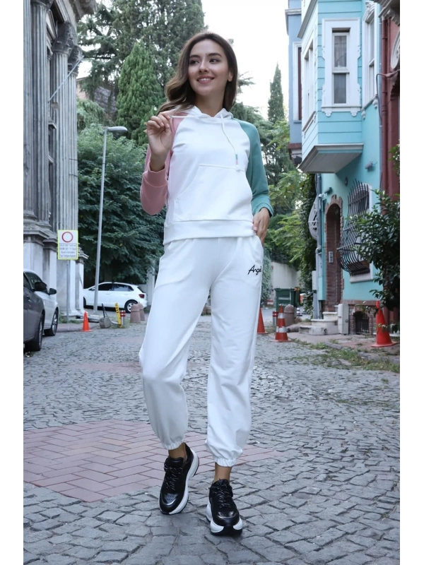 Kanguru Cepli Sweatshirt - BEYAZ