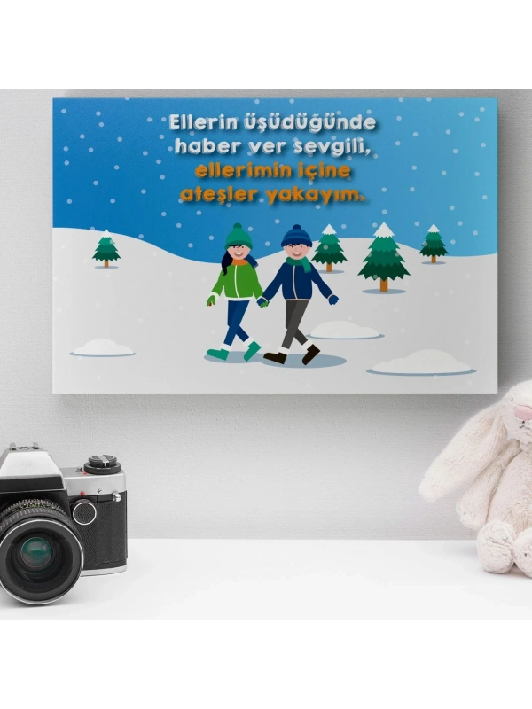 Romantik Tasarımlı Mini Kanvas Tablo - No3