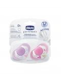 Chicco Physio Compact 2 li Silikon Emzik 12 ay+ Kız - 8058664059294