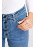 Düğme Detaylı Kesik Paça Slim Fit Jean-MAVİ