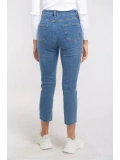 Düğme Detaylı Kesik Paça Slim Fit Jean-MAVİ