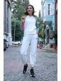 Kanguru Cepli Sweatshirt - BEYAZ