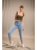 Lastik Detaylı Slim Fit Jeans - MAVİ