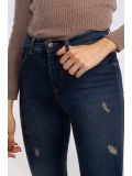 Yırtık Detaylı Skinny Jean Pantolon-LACİVERT