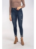 Yırtık Detaylı Skinny Jean Pantolon-LACİVERT