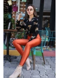 Yüksek Bel Disco Tayt - KİREMİT