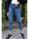Yüksek Bel Skinny Jean Pantolon  - MAVİ