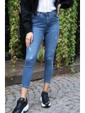 Yüksek Bel Skinny Jean Pantolon  - MAVİ