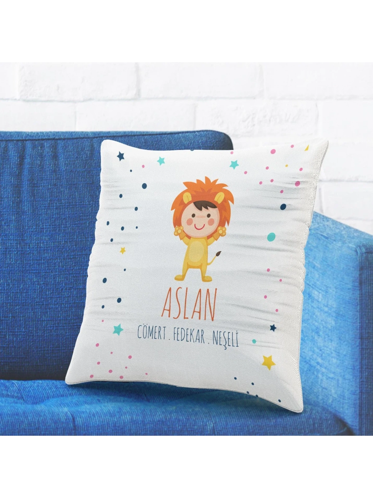 Aslan Burcuna Özel Tasarımlı Sevimli Yastık Kılıfı