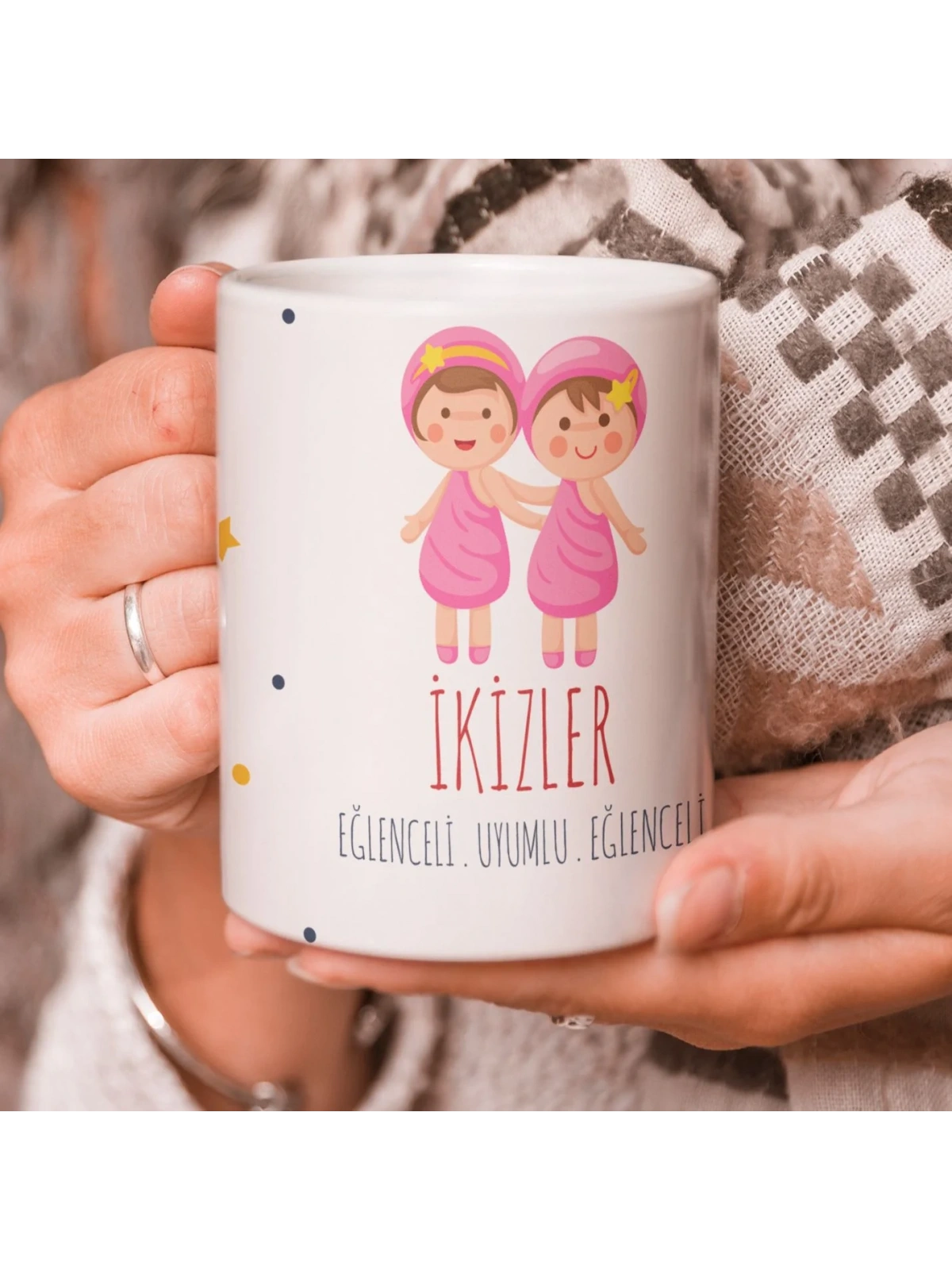 İkizler Burcu Özel Sevimli Beyaz Kupa Bardak