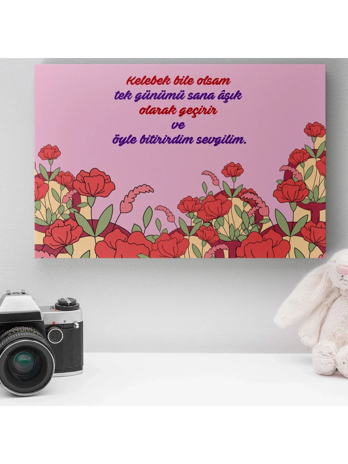 Romantik Tasarımlı Mini Kanvas Tablo - No1