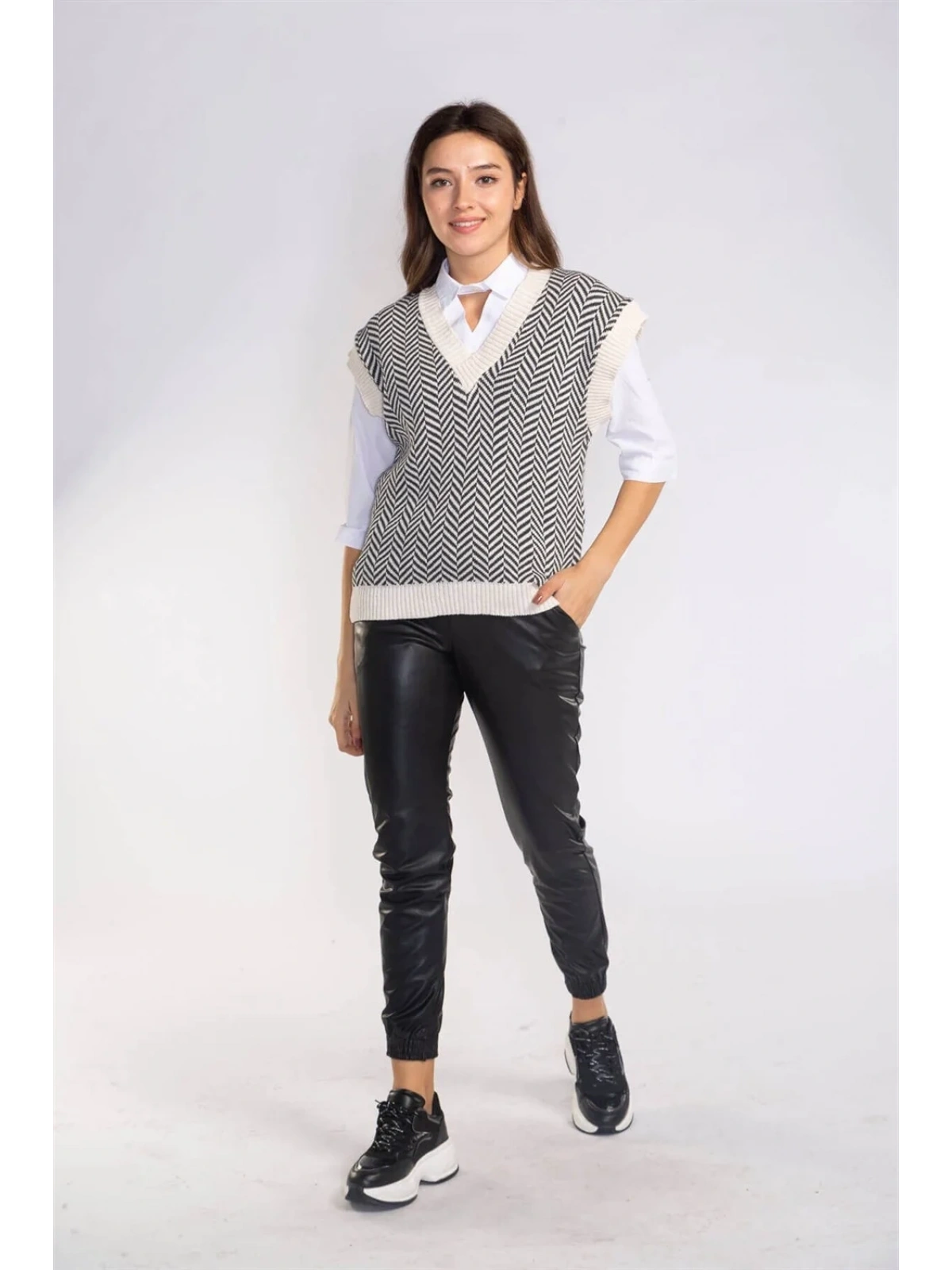 Şah Desenli Triko Süveter-DESENLİ