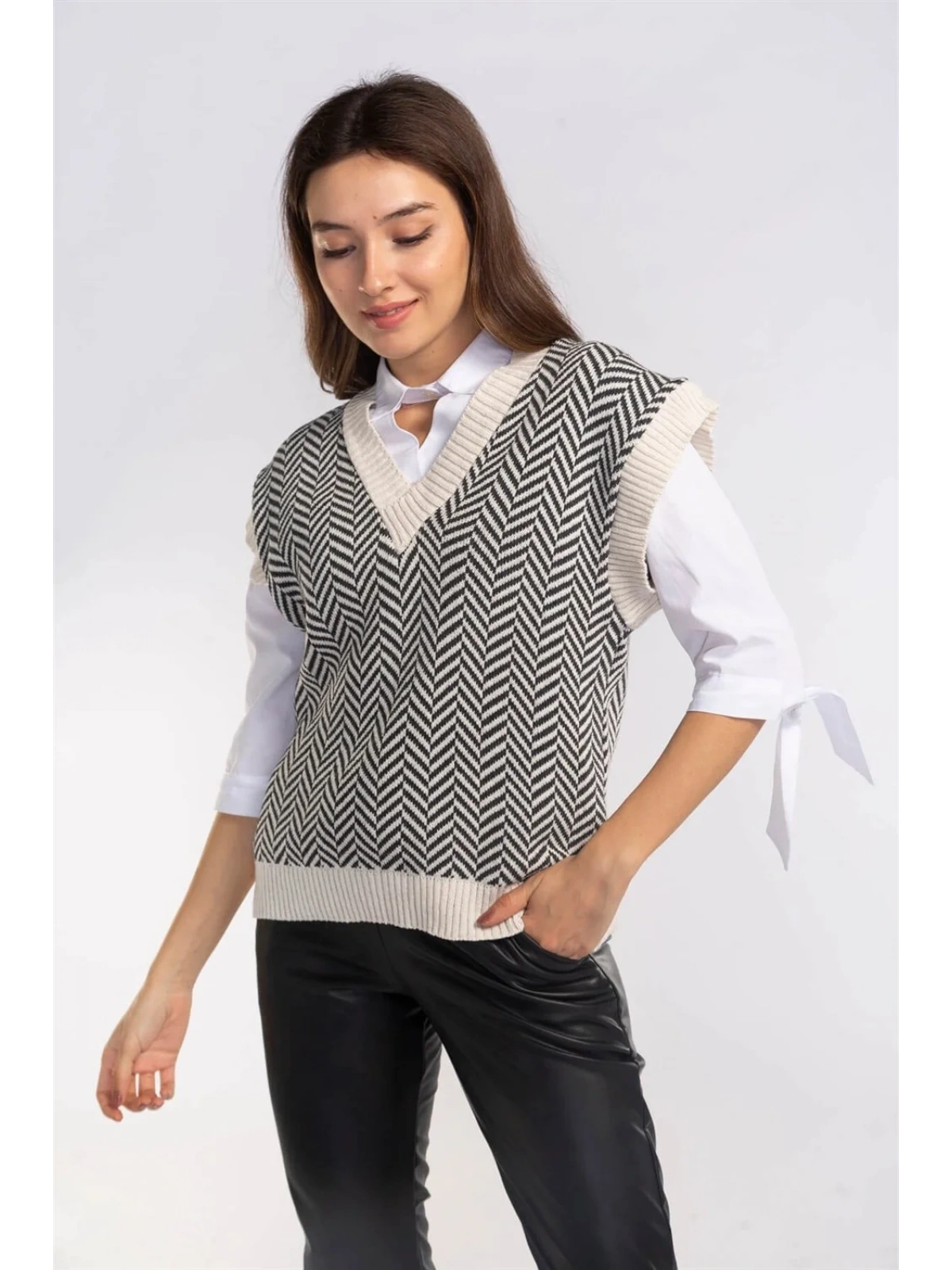 Şah Desenli Triko Süveter-DESENLİ