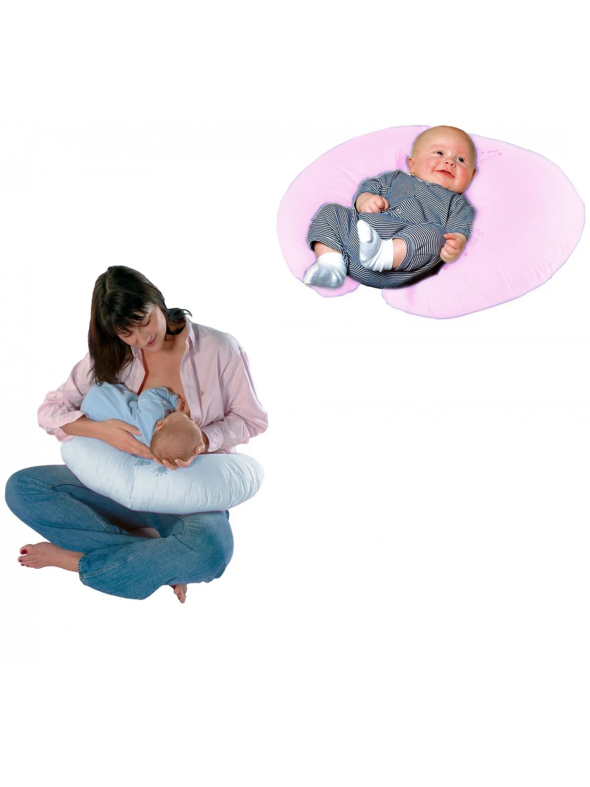 Sema Bebe Emzirme ve Bebek Destek Minderi - Mavi Fiyonk