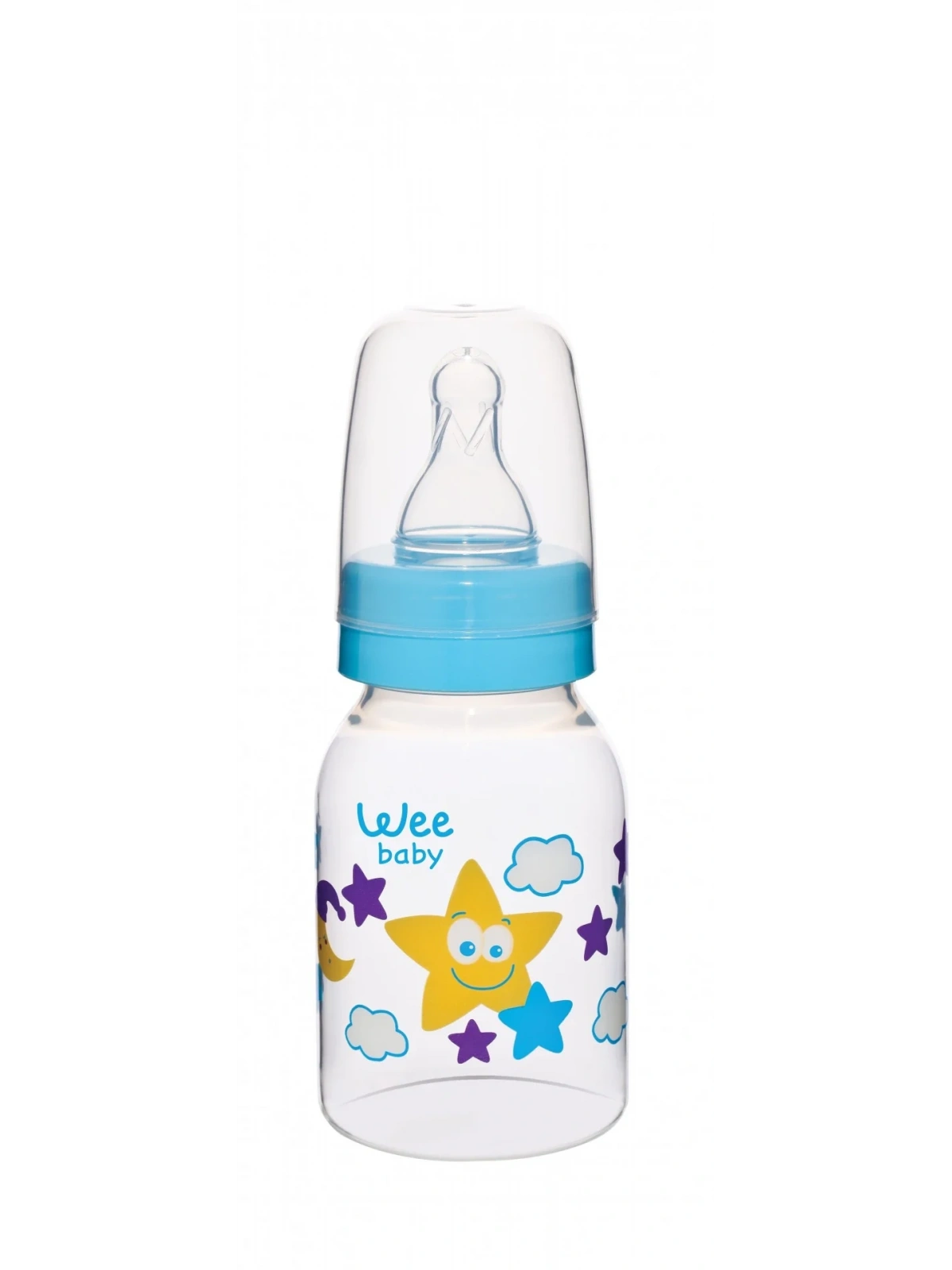 Wee Baby Silikon Uçlu Desenli PP Biberon 125 cc - Mavi