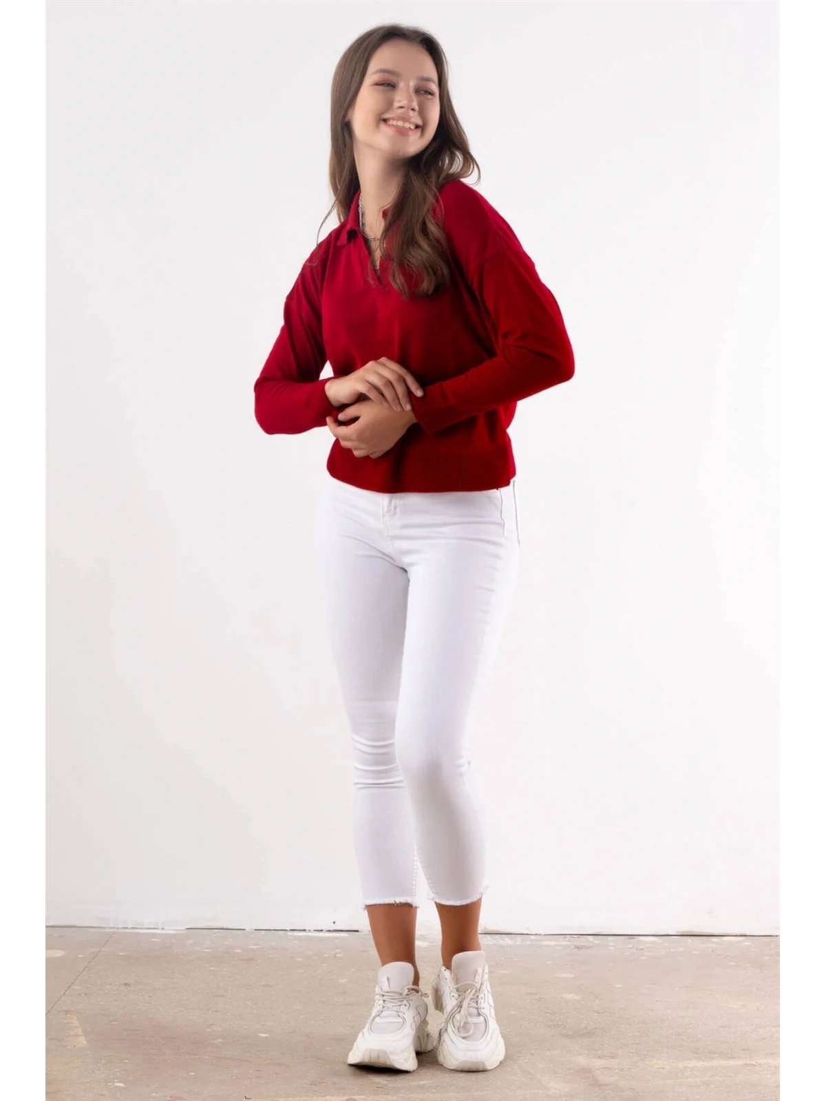 Yüksek Bel Skinny Jean Pantolon  - BEYAZ