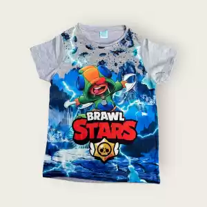 Brawl Stars Baskılı Çocuk T-Shirt Gri