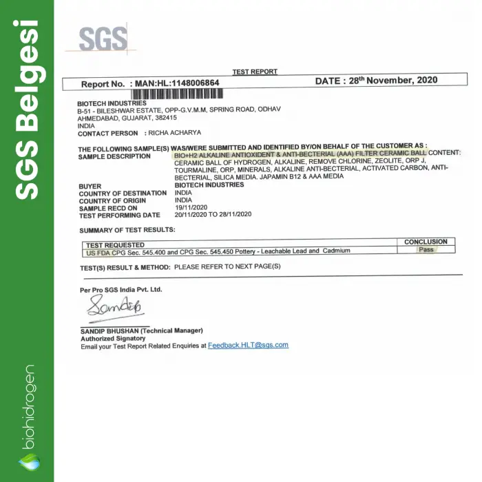 Biohidrogen Alkali Premium pH 9,5 Hidrojen Su Üreten Su Arıtma Cihazı