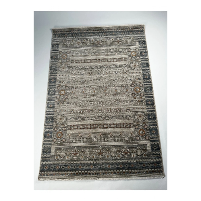 Salon Halısı Etnik Desenli Mavi Renk Retro Vintage Yumuşak Dokulu Oturma Odası Halısı