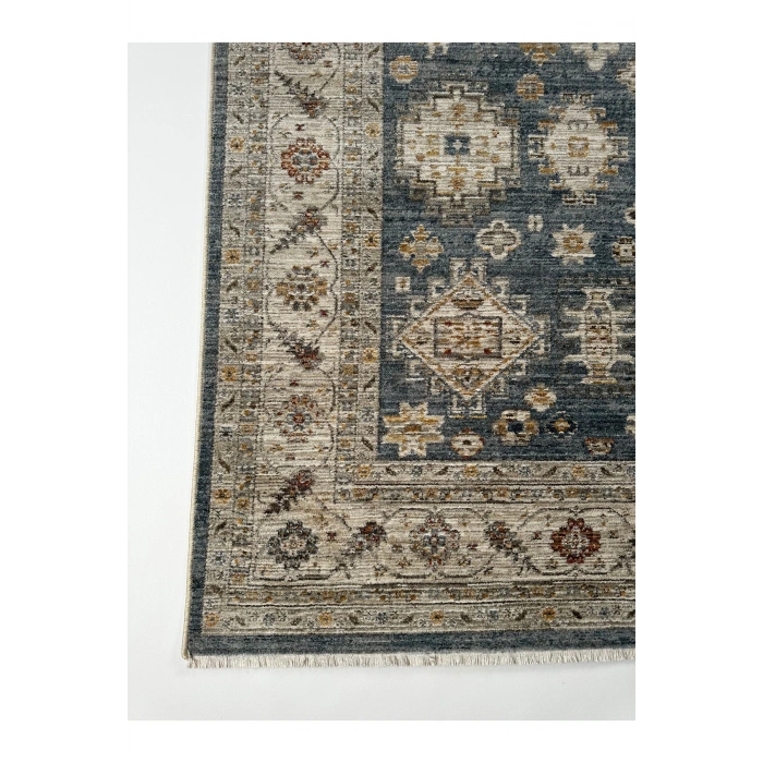 Salon Halısı Etnik Desenli Mavi Renk Retro Vintage Yumuşak Dokulu Oturma Odası Halısı