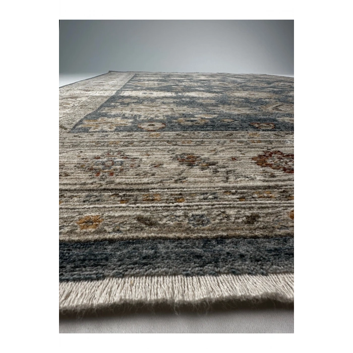 Salon Halısı Etnik Desenli Mavi Renk Retro Vintage Yumuşak Dokulu Oturma Odası Halısı