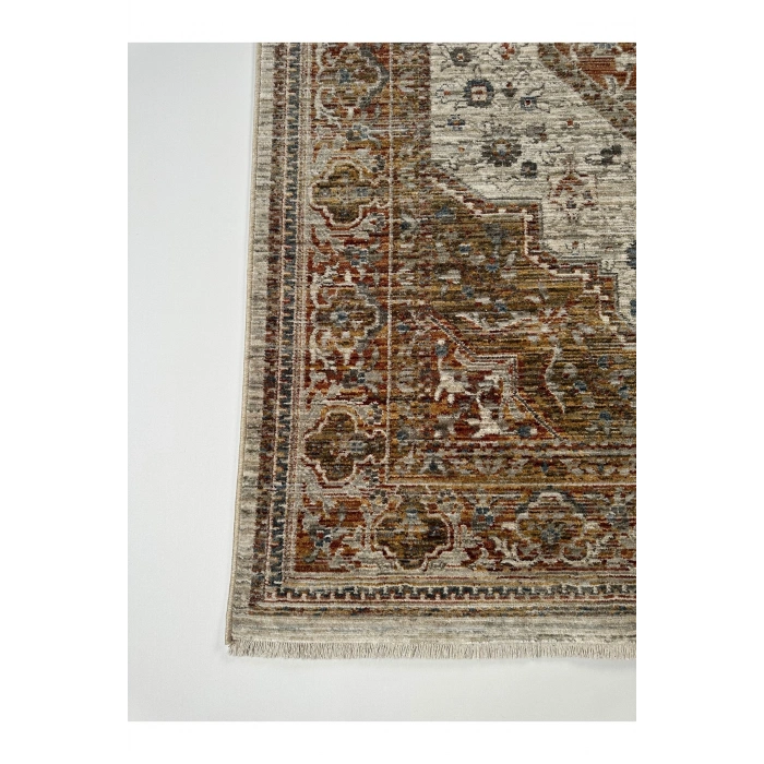Salon Halısı Etnik Desenli Kiremit Renk Klasik Retro Desen Vintage Yumuşak Dokulu Oturma Odası Halısı