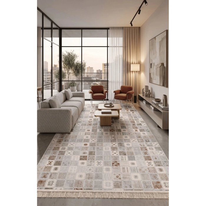 Multi Kaymaz Taban Yumuşak İnce Yazlık Silinebilir Oturma Odası Balkon Ev Halısı