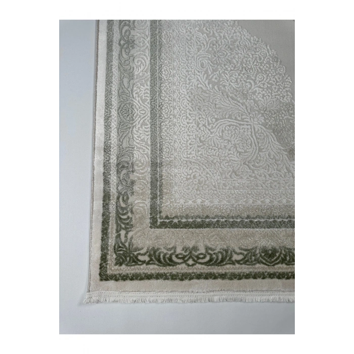 Yeşil22 Yeşil Desenli Akrilik Modern Oturma odası Halısı Kolay Temizlenen Halı Pamuk Tabanlı Salon Halısı