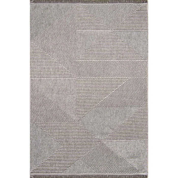 Gri Hav Toz Vermez Etnik Desenli Modern Dokuma Bukleli Salon Halısı Koridor Yolluğu Oturma Odası Halısı 56Krem