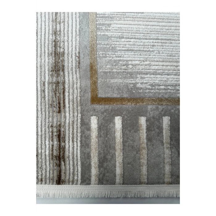Merinos Vista Vizon Kahve Çerçeveli %100 Akrilik Yumuşak Dokulu Salon Oturma Odası Halısı 79322-80
