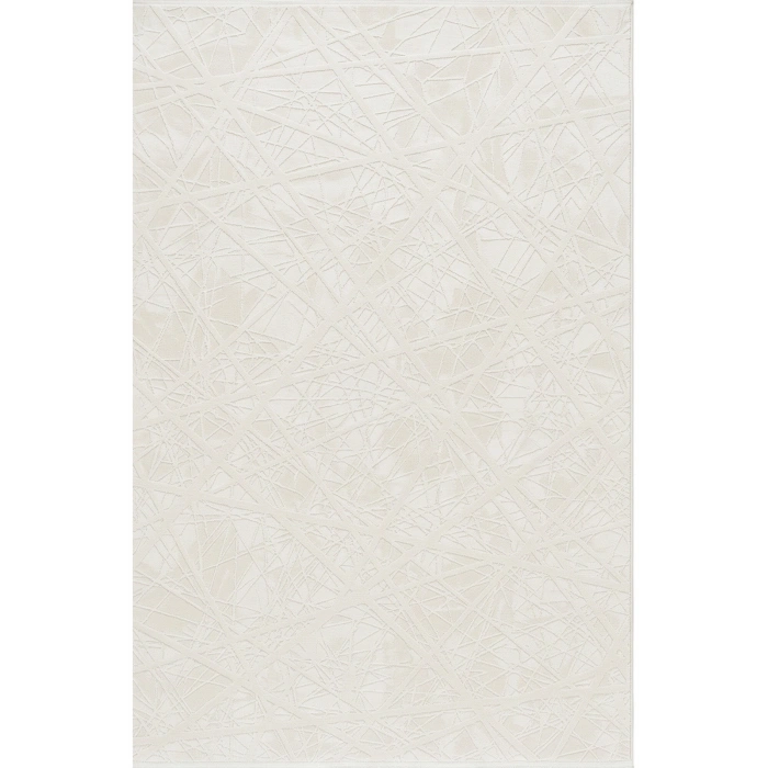 Merinos Vista %100 Akrilik Beyaz Kesme Halı Yolluk Antre Koridor Salon Halısı Geometrik Desenli