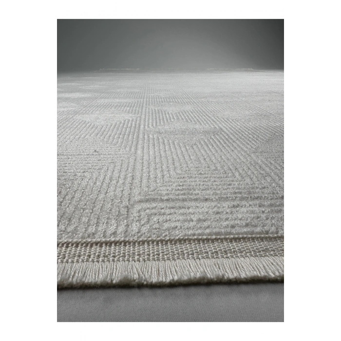 Merinos Vista Beyaz Renk %100 Akrilik Geometrik Desen Yumuşak Dokulu Salon Oturma Odası Halısı 63237-63