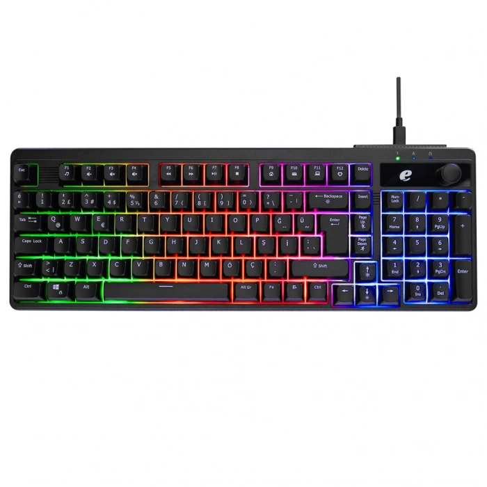 ACER eMachines, EAK860, Siyah, USB Kablolu, Rainbow Backlight, Membran Tuşlar, Türkçe Q, 100 Tuşlu, Gaming Klavye